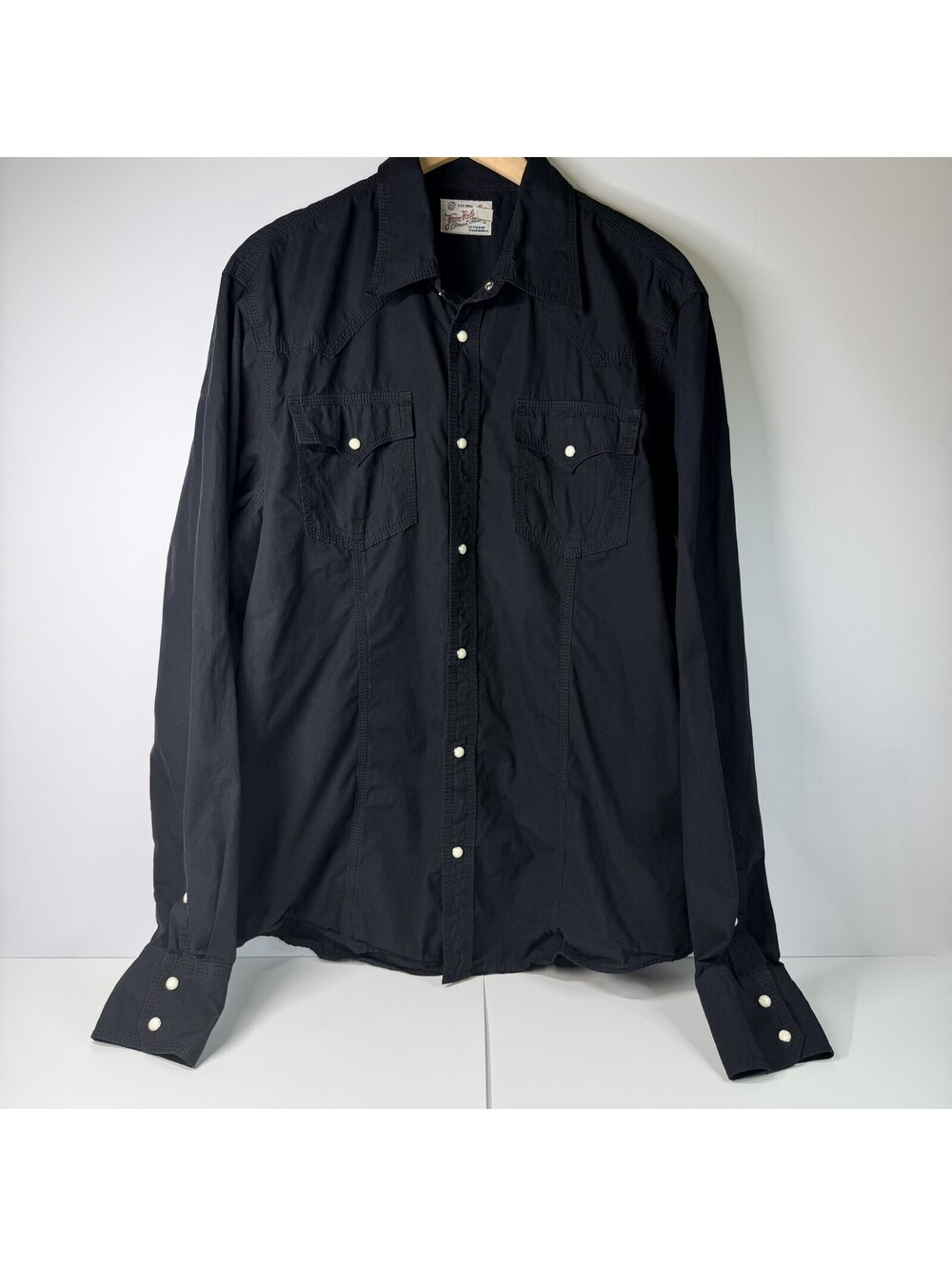 True Religion Men’s XXXL Black Poplin Woven Pearl Snap Western Shirt 3XL Y2K Era